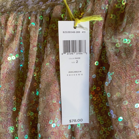 BCBGeneration Beige Iridescent Sequin Mini Skirt - Picture 6 of 10